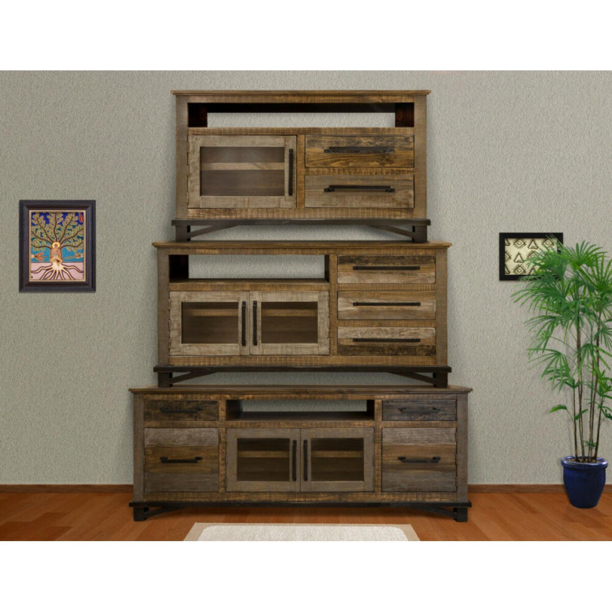 6441 Loft Brown TV Stand 76 Inch Entertainment Stands International Furniture Direct 6