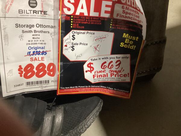 Smith Brothers Storage Ottoman Final Price Clearance 8