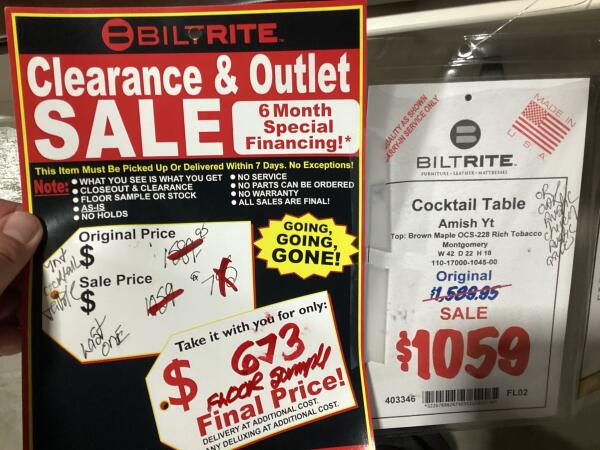 Amish Made Cocktail Table Final Price Clearance 8