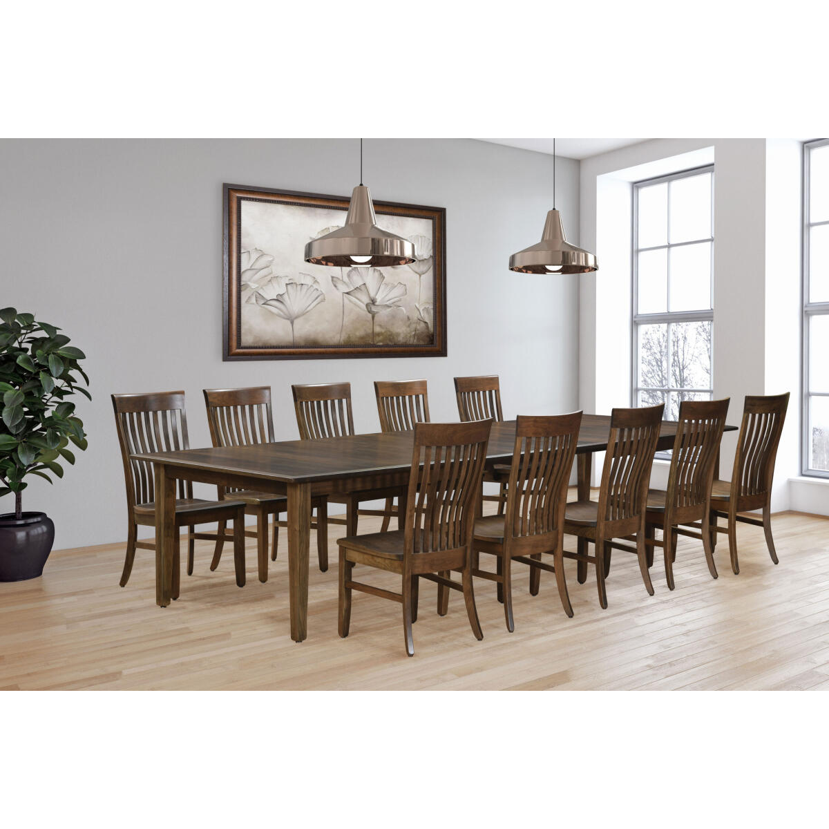 Super Size 11 Piece Ohio Amish Made- Real Solid Wood Dining Set Dining Sets Amish Made 8