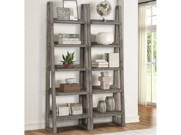 Tempe – Grey Stone Pair Of Etagere Bookcases Bookcases Parker Living 4