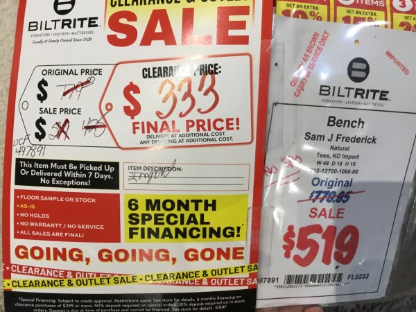 Sam J Frederick Bench Final Price Clearance 6