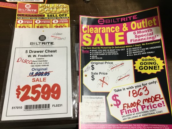 W.W. Frederick 5 Dr.Chest Final Price Bedroom Clearance 6