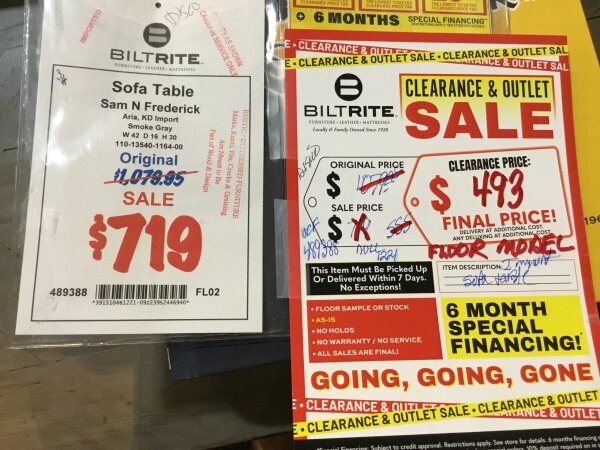 Sam N Sofa Table Final Price Clearance 6