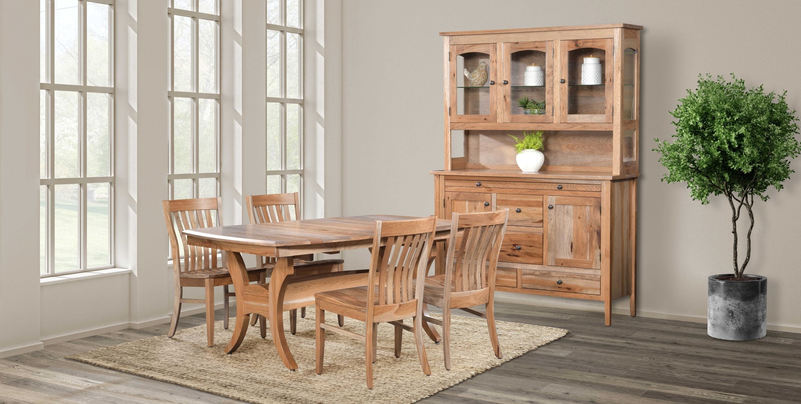 Roller Coaster 5 Piece Ohio Amish Made- Real Solid Wood Dining Set Dining Sets Amish Made 7
