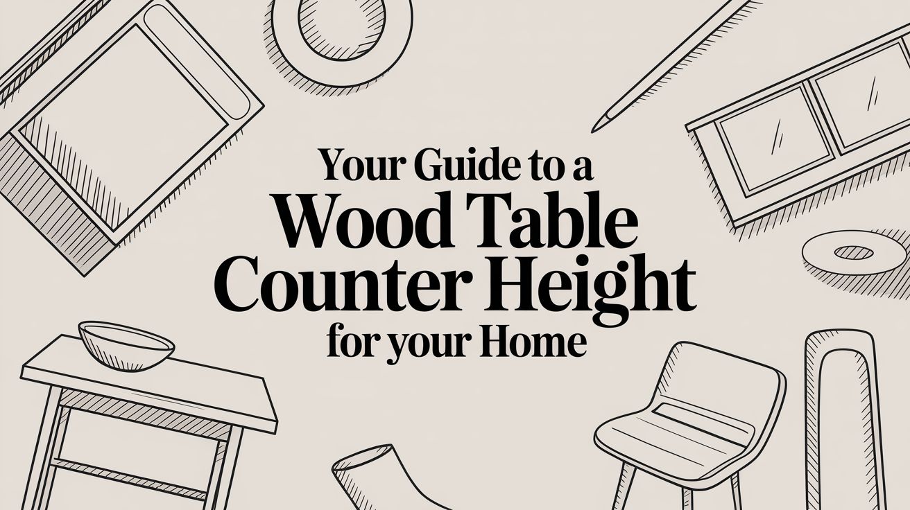 Wood Table Counter Height Furniture Sketch