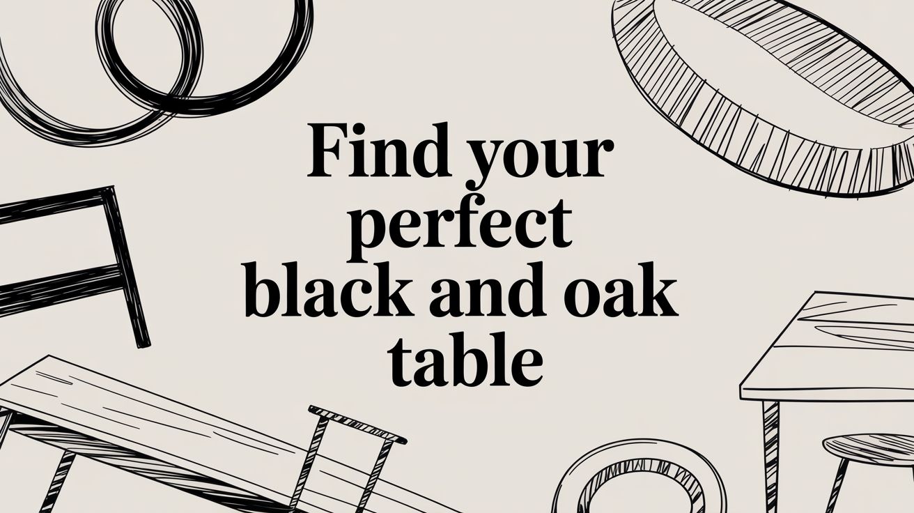 Black And Oak Table Furniture Sketch