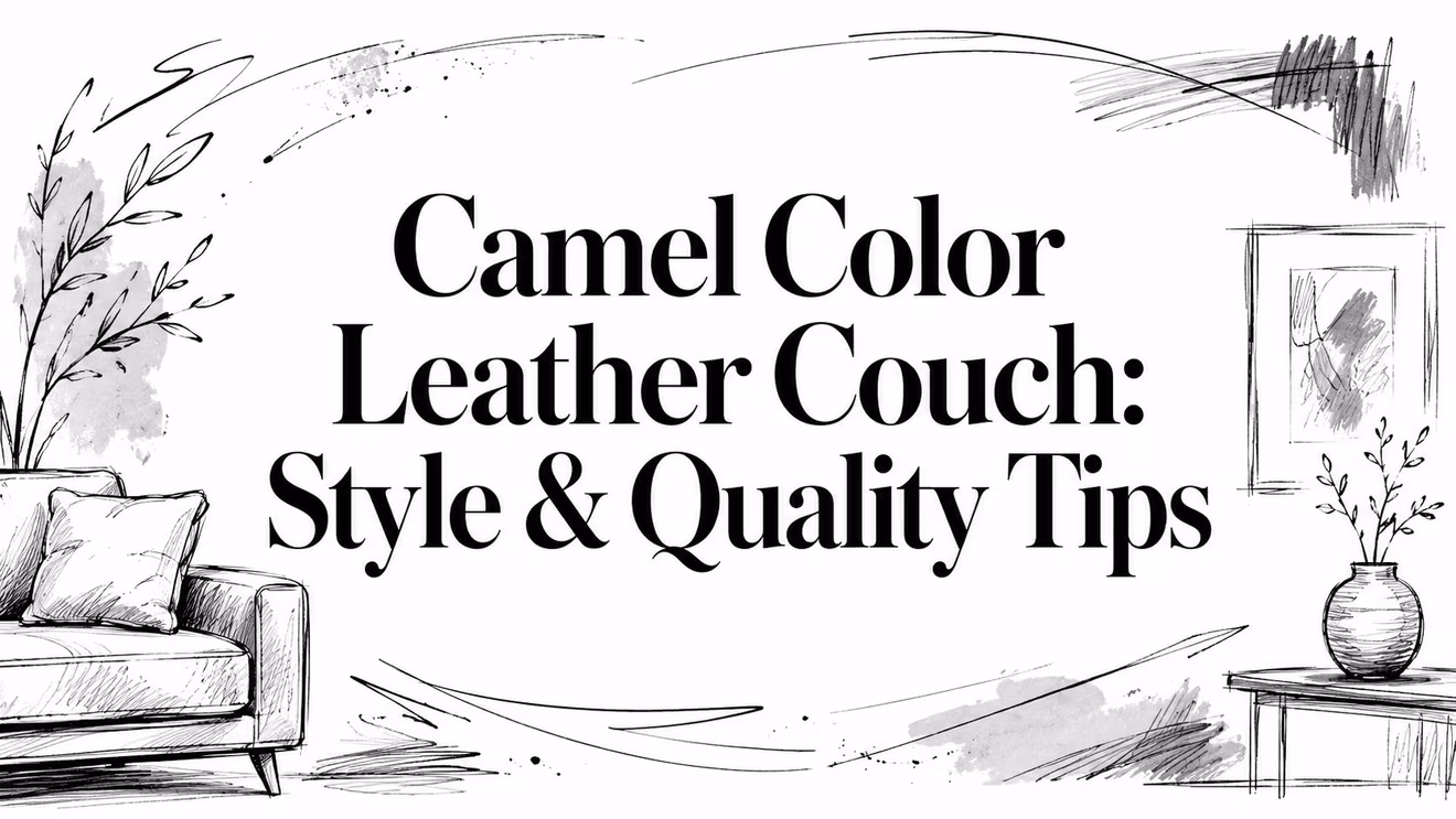 Camel Color Leather Couch Interior Sketch