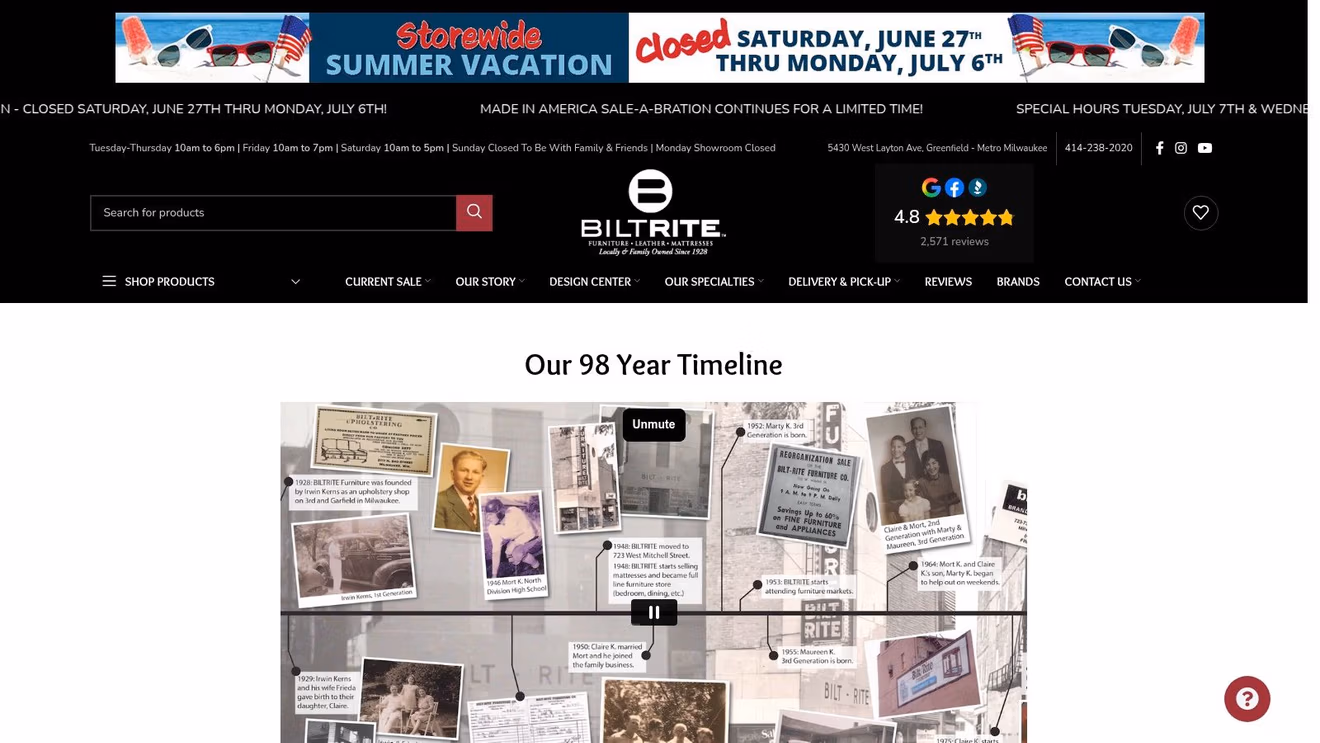 Screenshot from https://www.biltritefurniture.com/our-history/