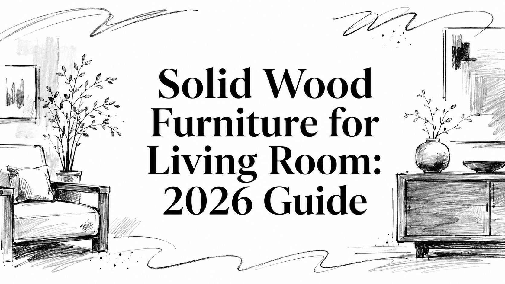 Solid Wood Furniture For Living Room Sketch Illustration