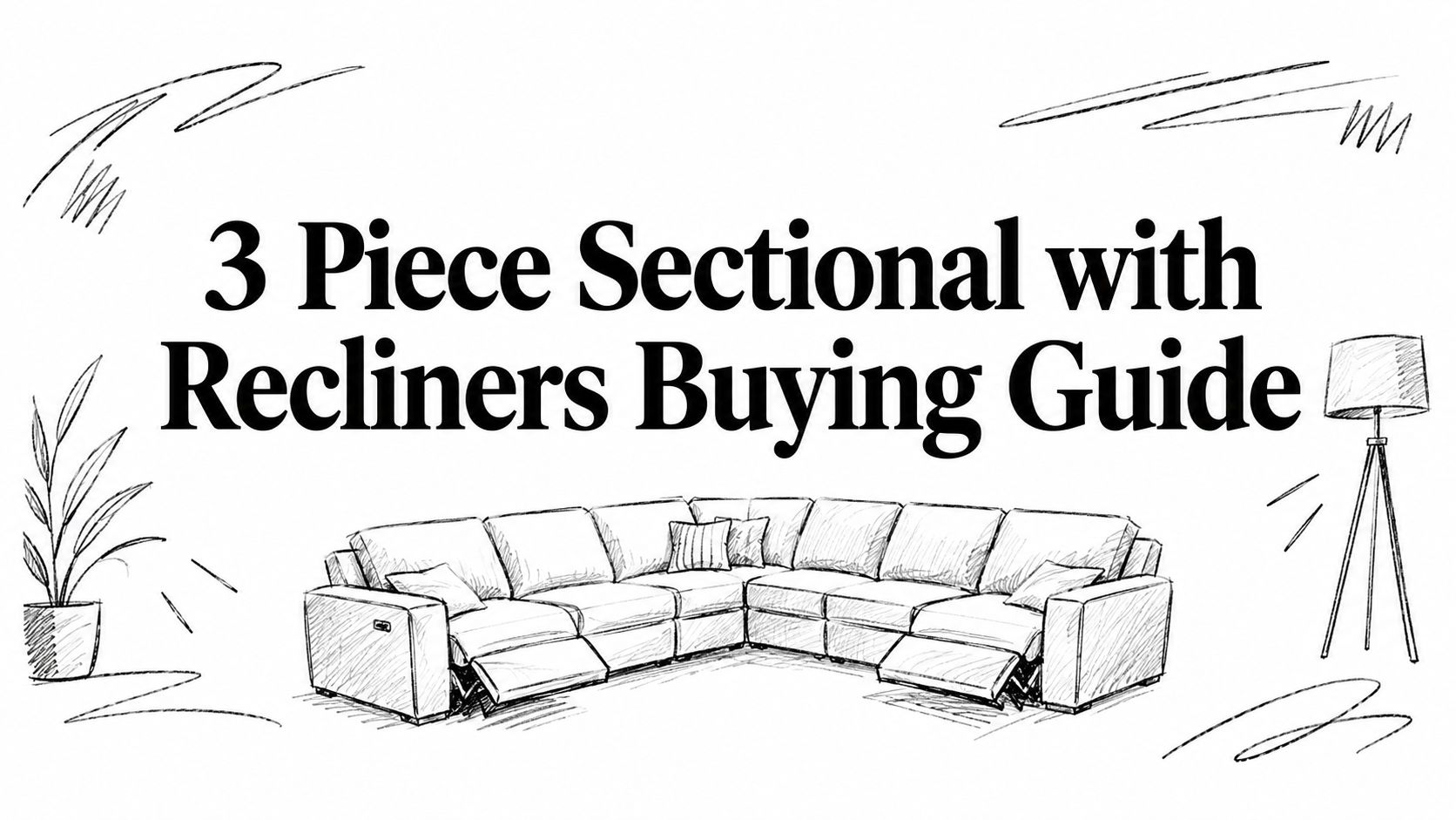 3 Piece Sectional With Recliners Sofa Sketch