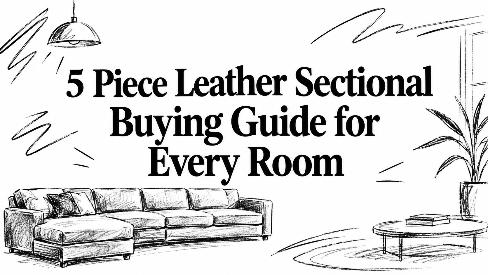 5 Piece Leather Sectional Sofa Illustration
