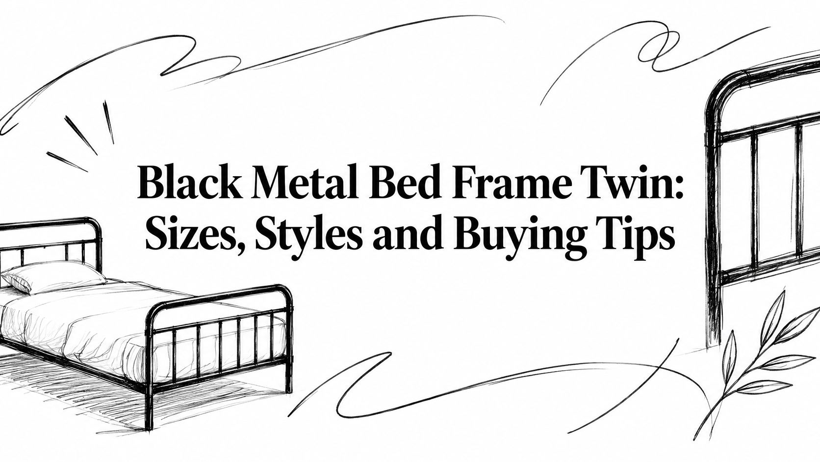 Black Metal Bed Frame Twin Sketch