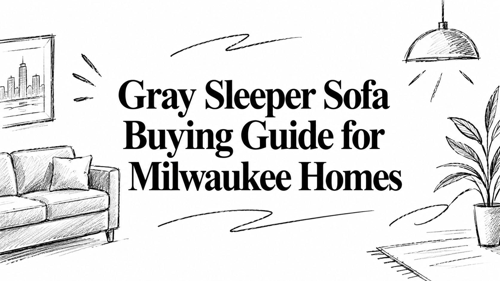 Gray Sleeper Sofa Living Room Sketch