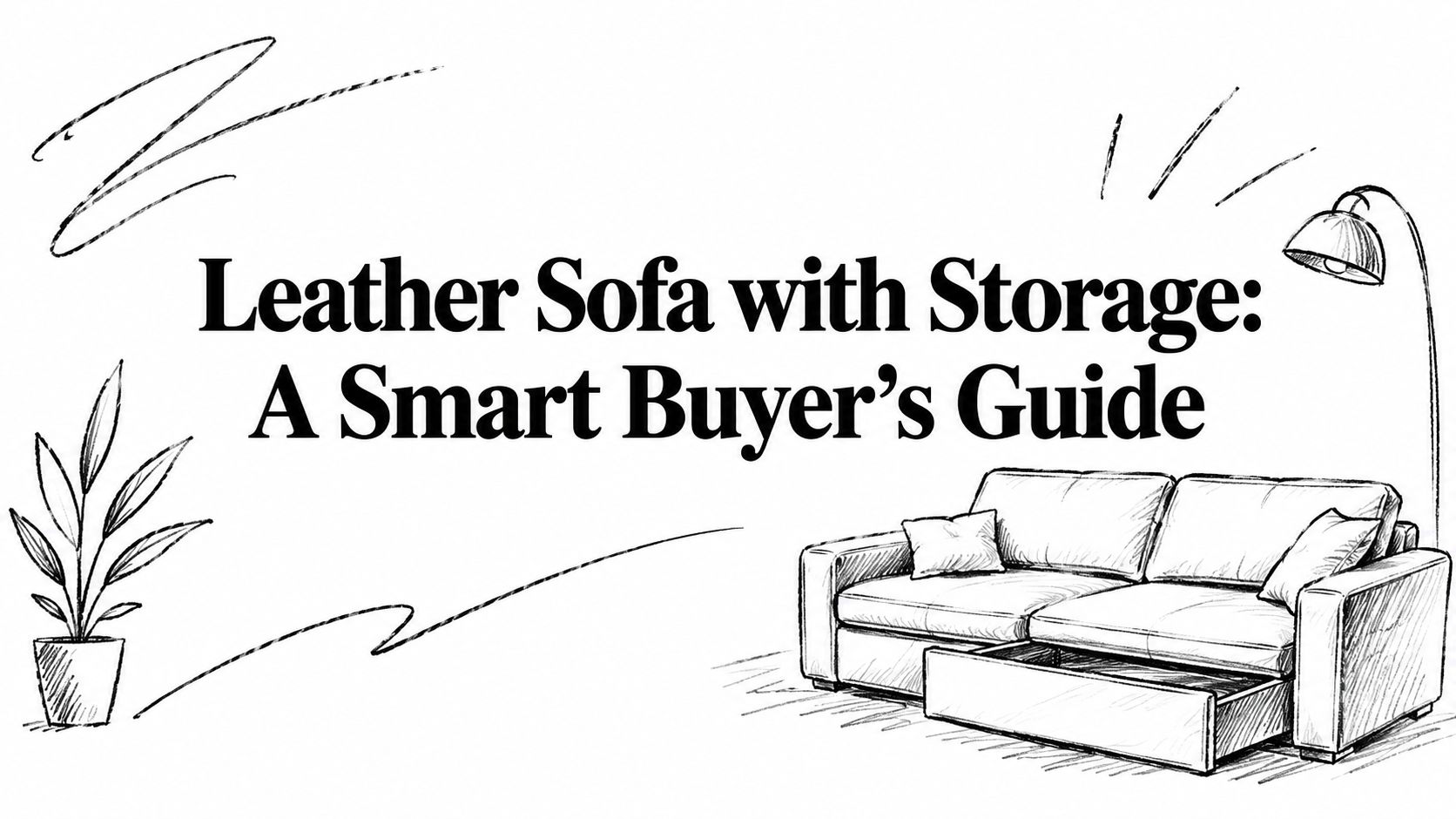 Leather Sofa With Storage Sofa Sketch