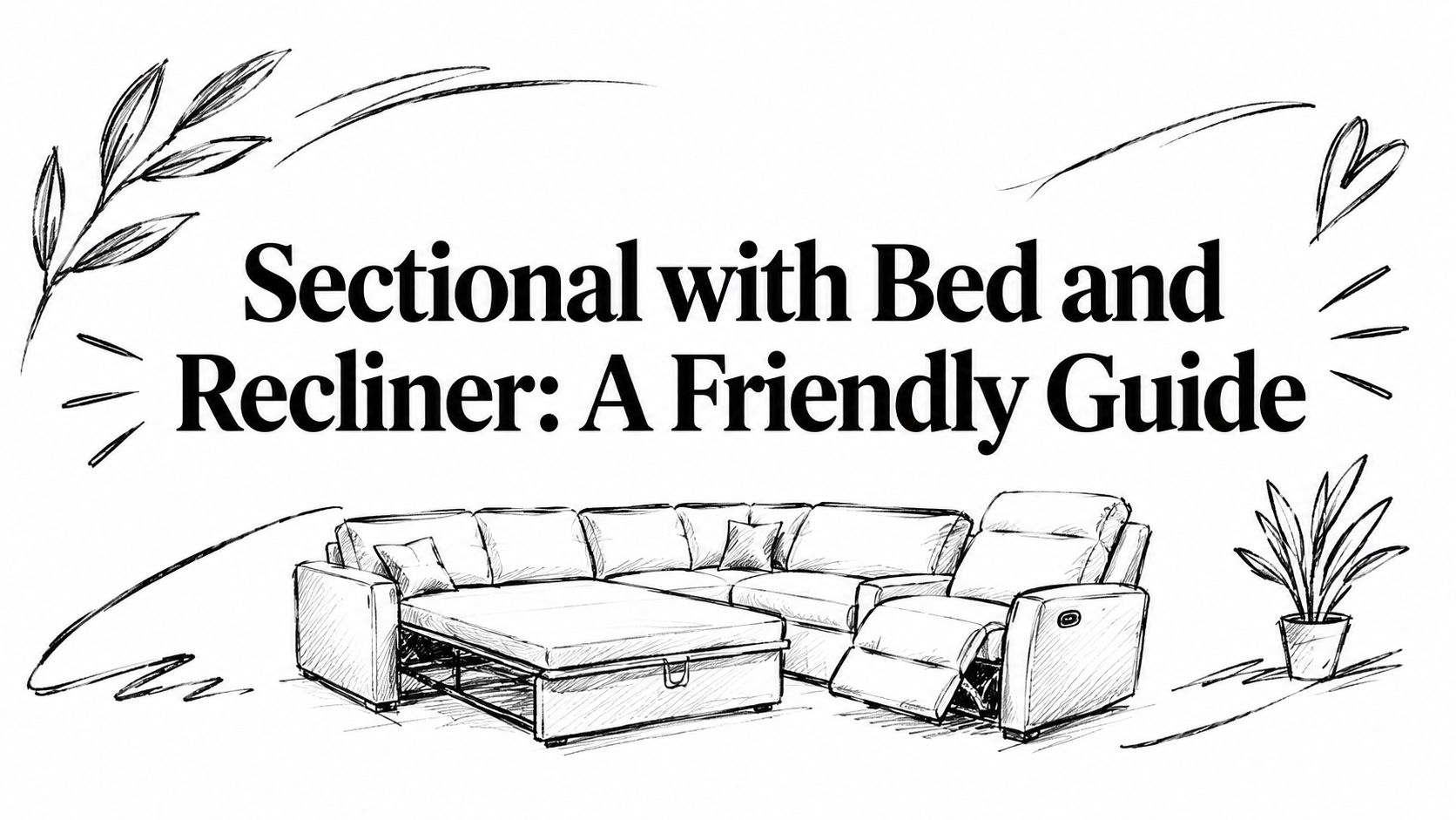 Sectional With Bed And Recliner Sofa Illustration
